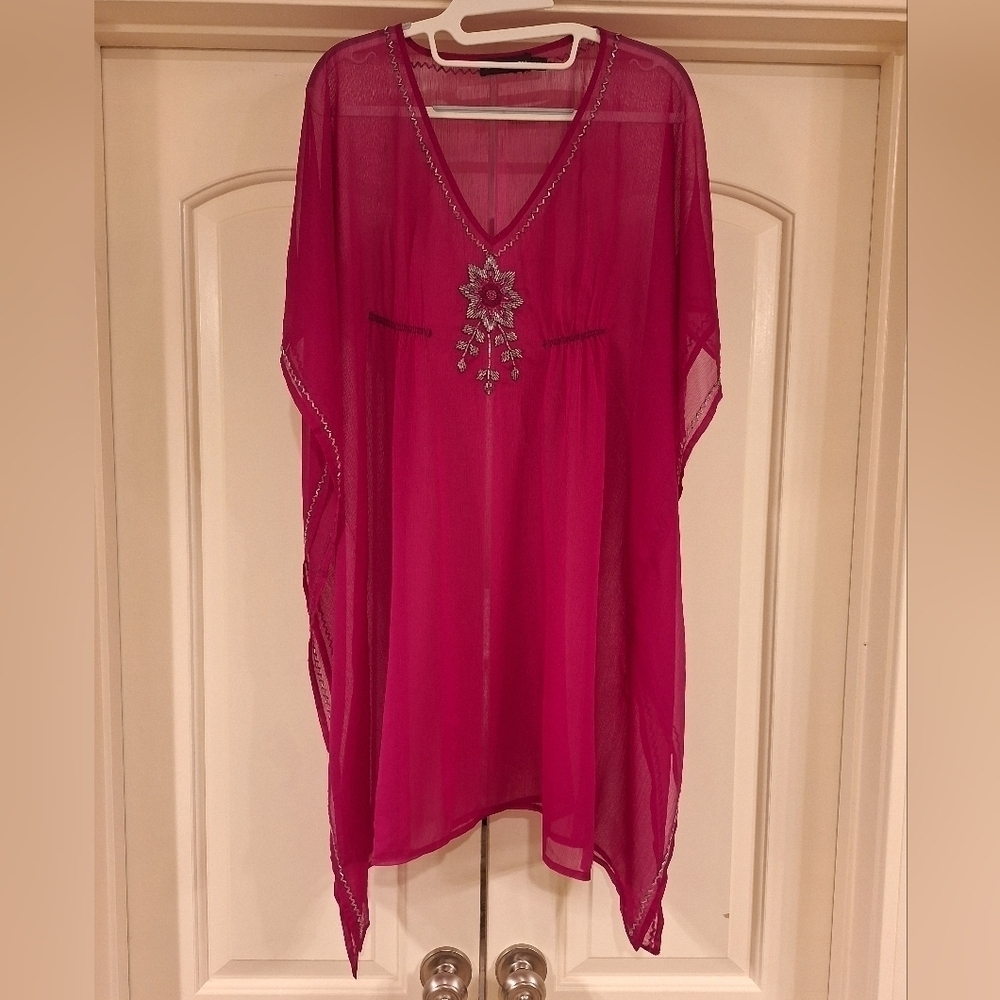 Antik Batik Swim Cover Up Dress Magenta Pink